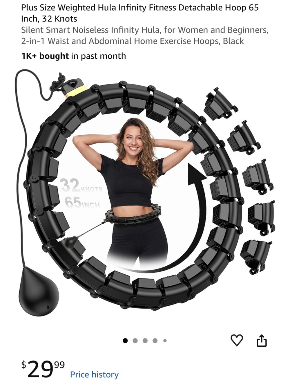 Weighted Hula Hoop Fitness Ring in Black